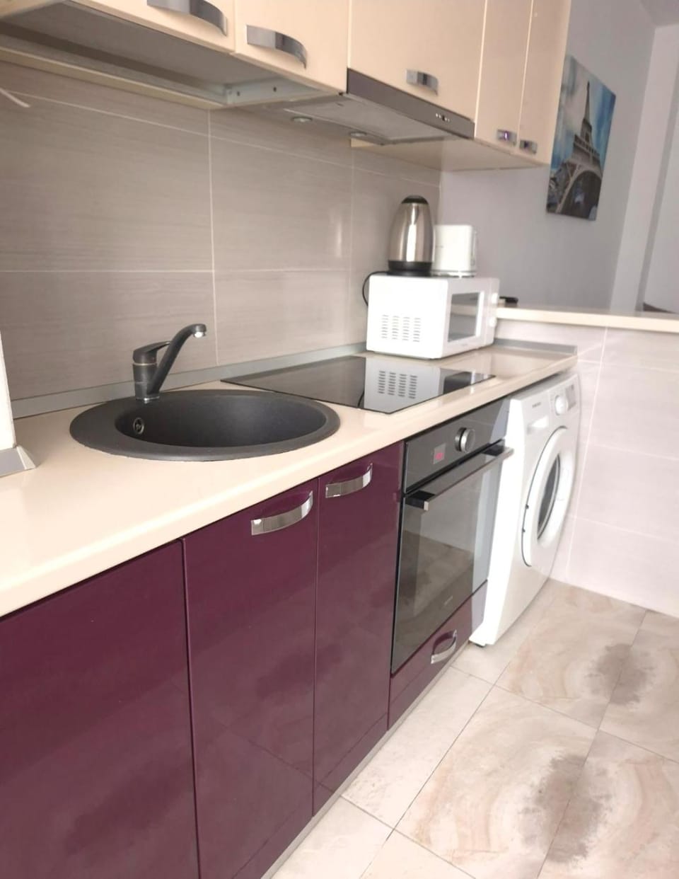 Kitchen or kitchenette, stove
