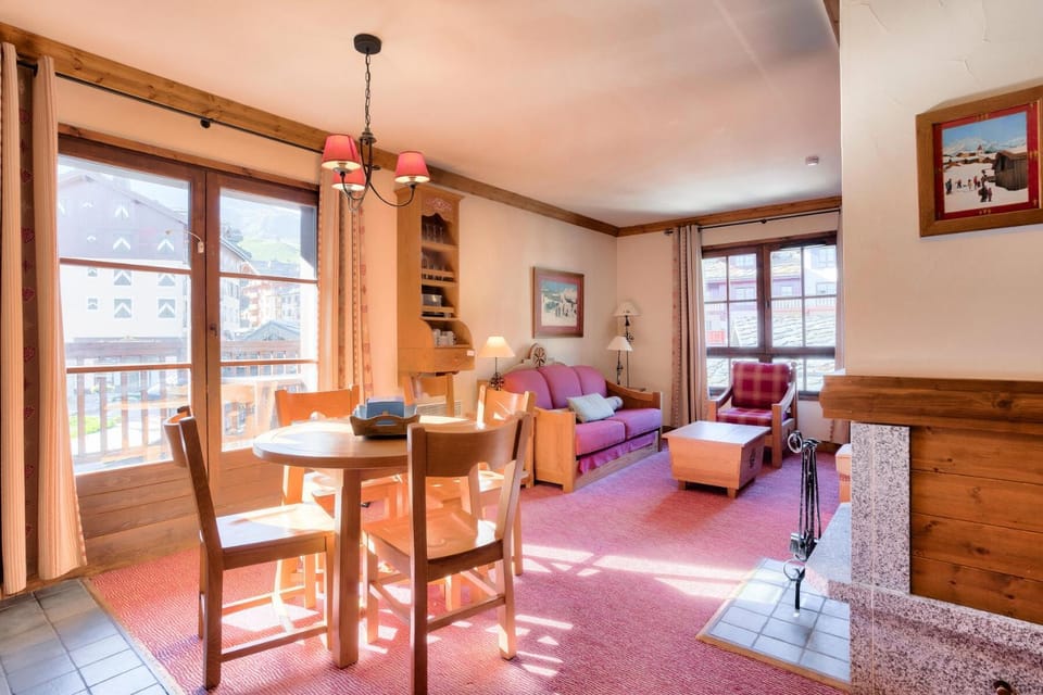 Bed, fireplace, furniture, kitchen