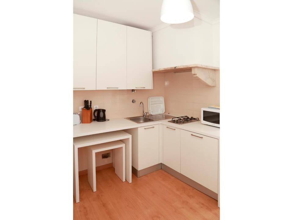 Kitchen or kitchenette, minibar, stove
