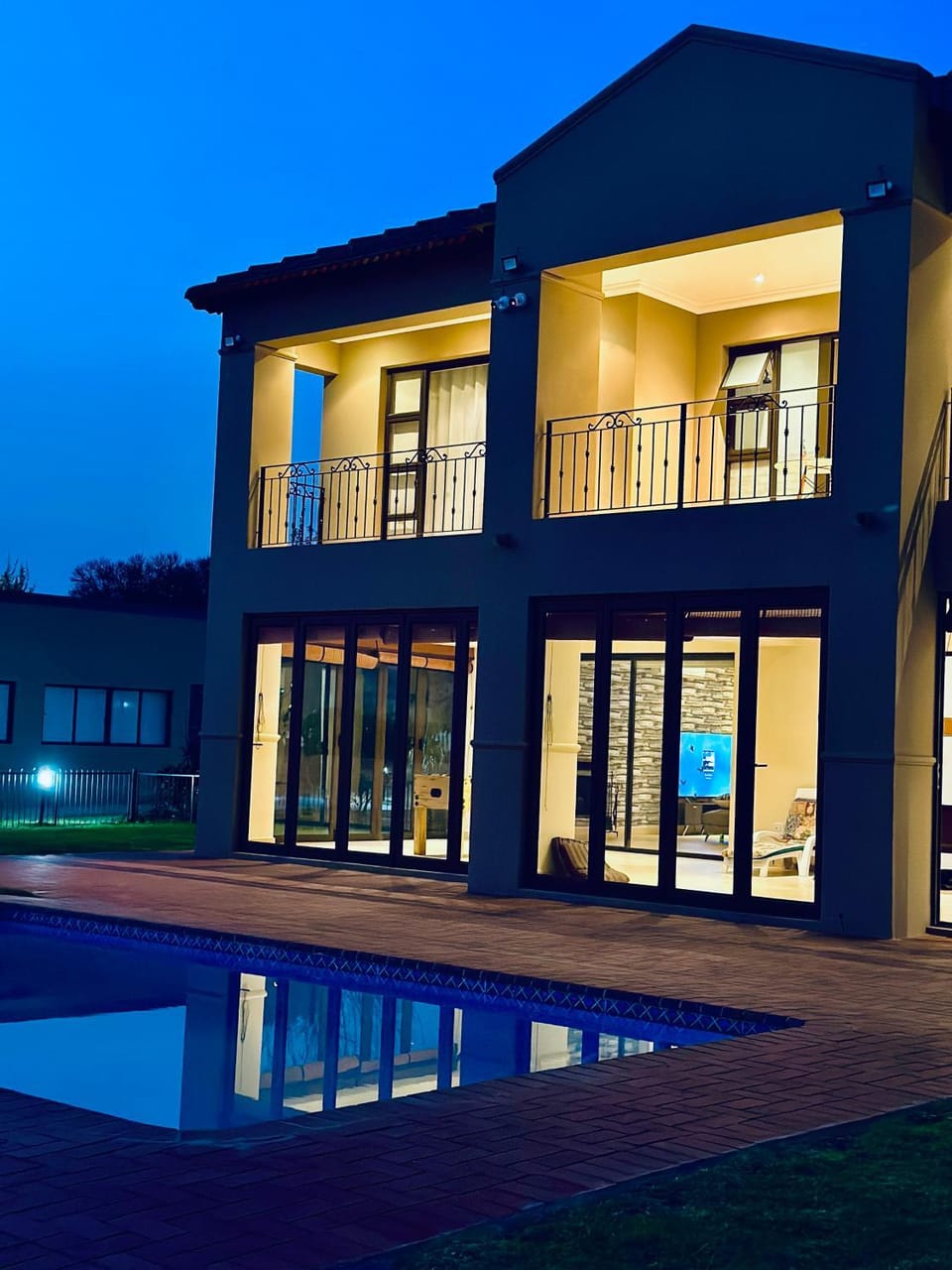 Property building, Night, Pool view, Swimming pool