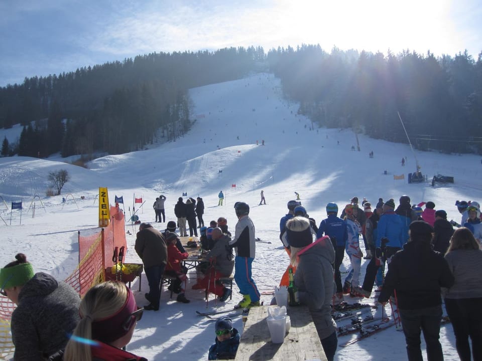 Ski School, Skiing, Mountain view, young children, older children