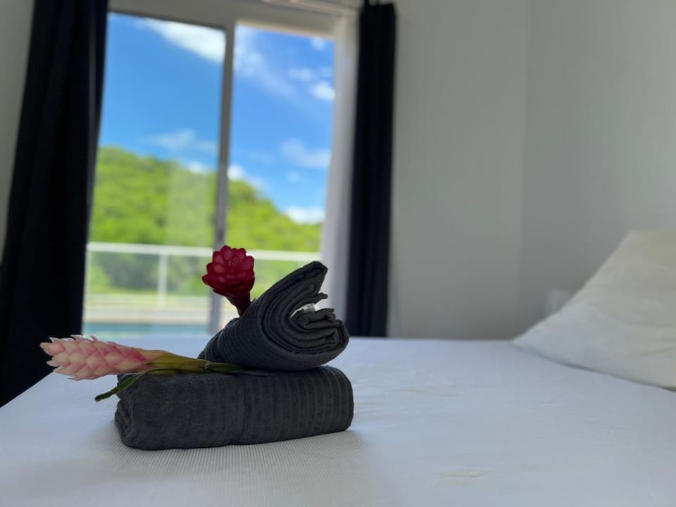 Bed, Bedroom, towels