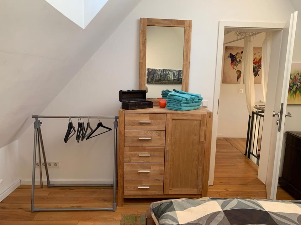 Bed, Photo of the whole room, Bedroom, towels, wardrobe