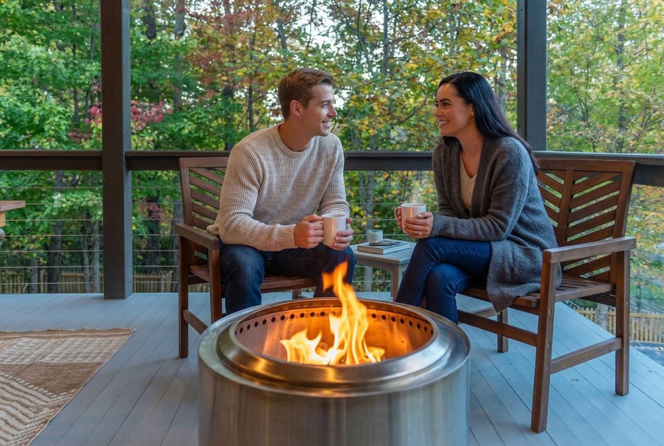 Near Asheville Hot Tub Fire Pit BBQ Sleeps 10 House in Mills River