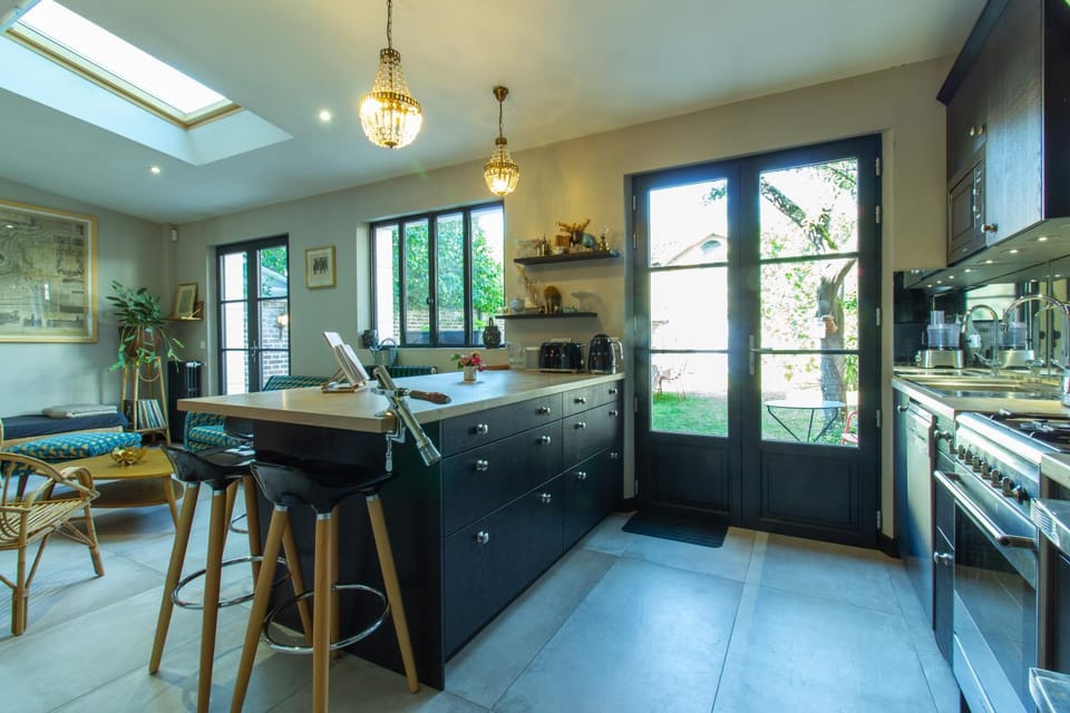 Kitchen or kitchenette, Living room, Dining area, Garden view, Garden view, dishwasher, minibar, pet friendly, stove