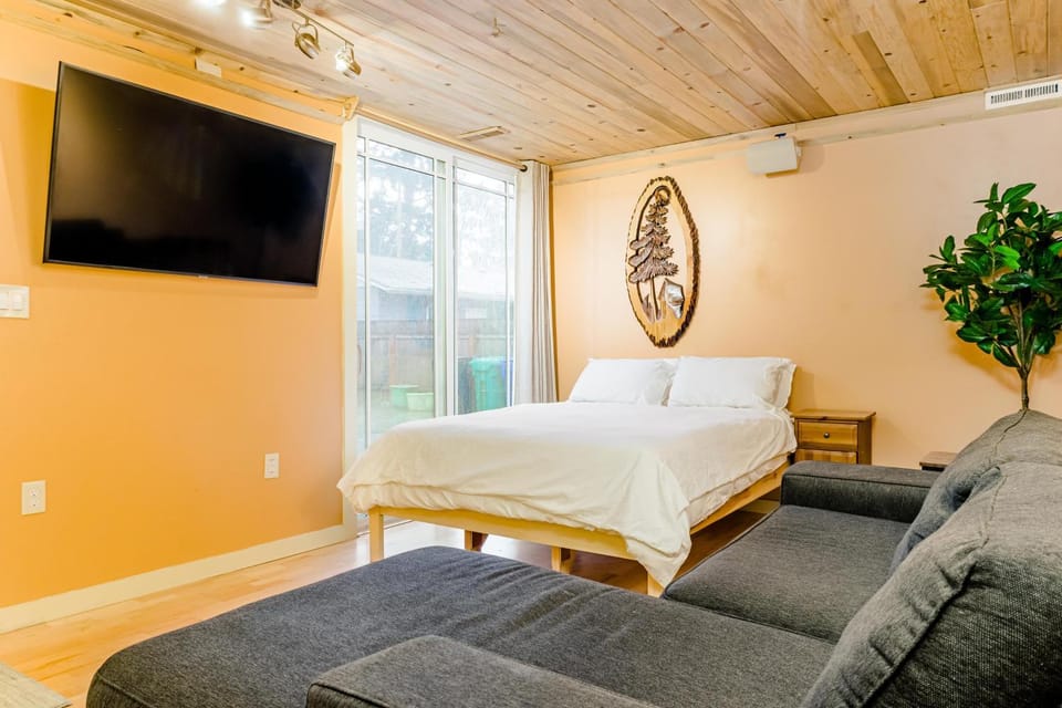 Bed, TV and multimedia, Living room, Seating area, Bedroom