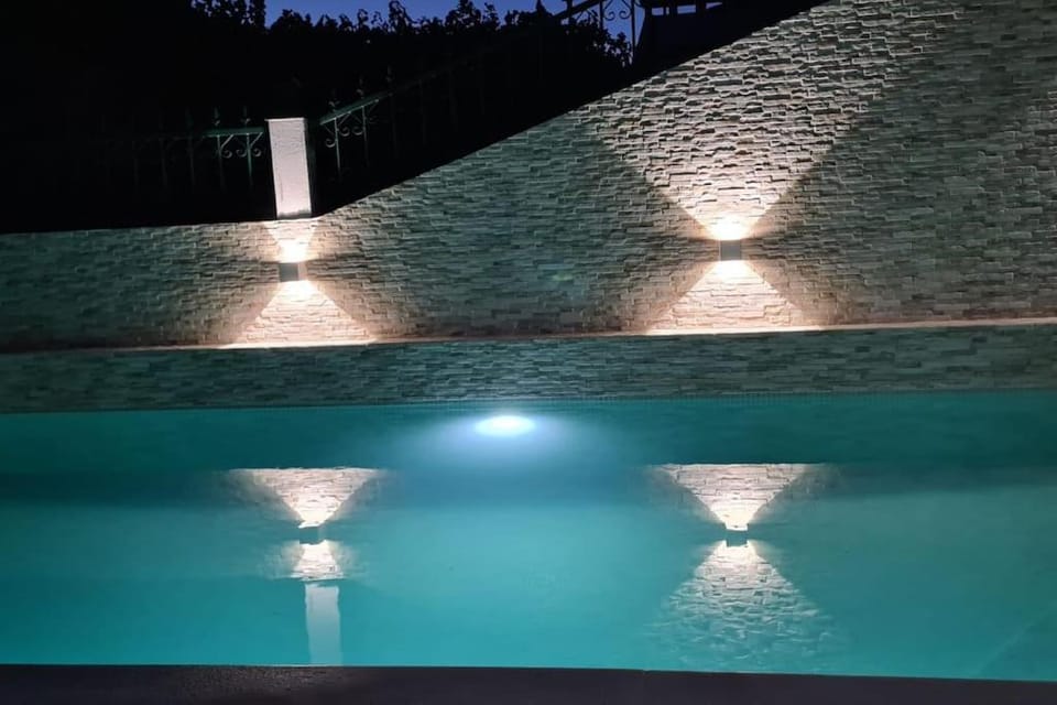 Night, Pool view, Swimming pool