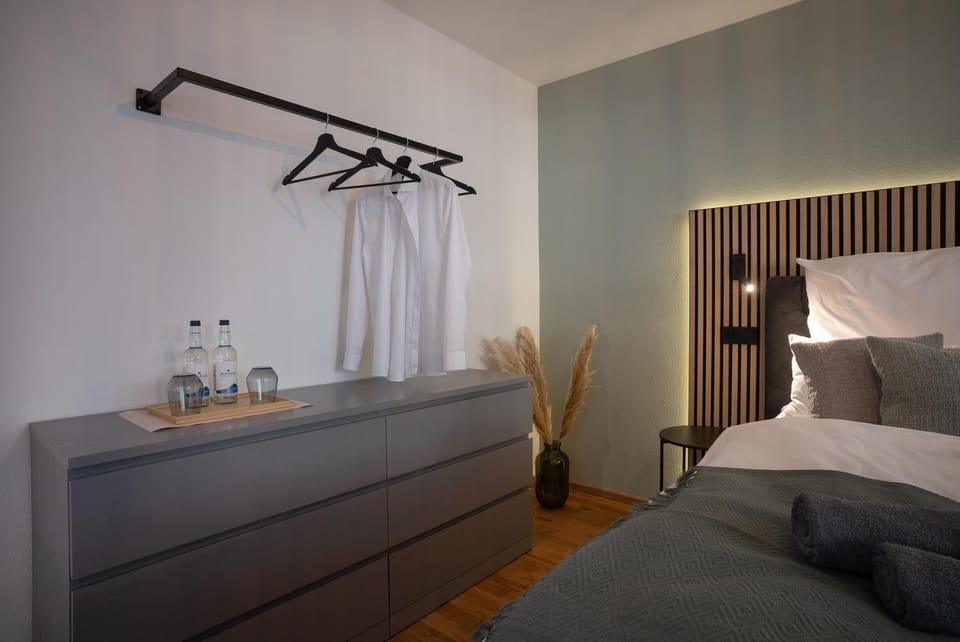 Bed, Photo of the whole room, Bedroom, towels, wardrobe