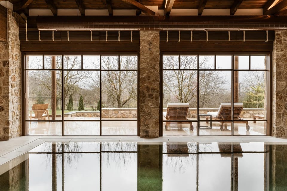 Patio, Natural landscape, View (from property/room), Living room, Seating area, Dining area, Garden view, Mountain view, Swimming pool, Inner courtyard view, sunbed
