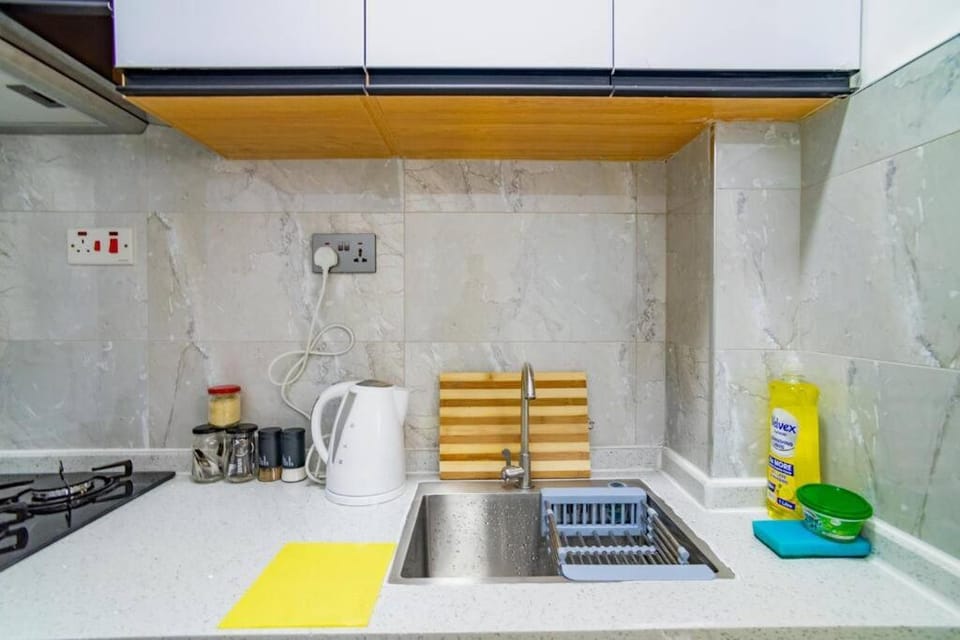 Kitchen or kitchenette, dishwasher, stove