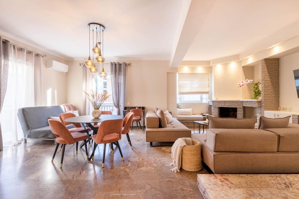 Living room, Seating area, Dining area, flat iron, air conditioner