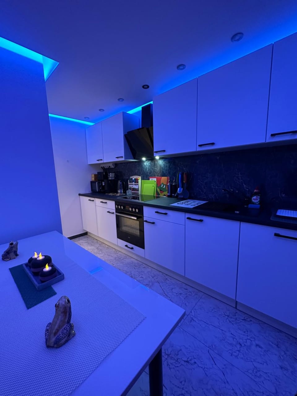 Kitchen or kitchenette, stove