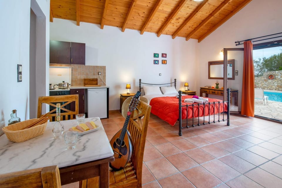 Bed, Kitchen or kitchenette, Living room, Photo of the whole room, Dining area, Bedroom, Pool view, stove