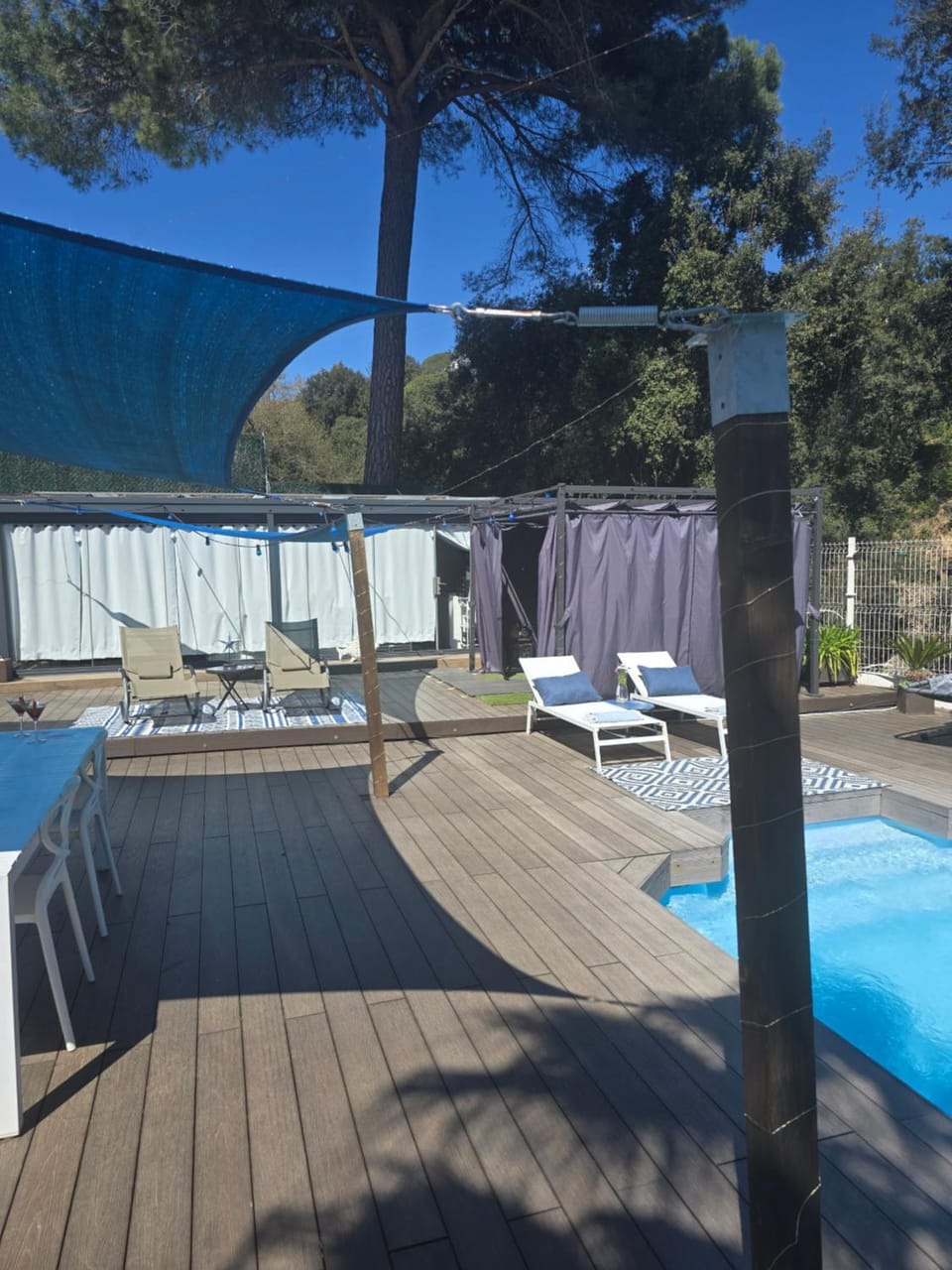 Patio, Spring, Day, Natural landscape, Pool view, sunbed