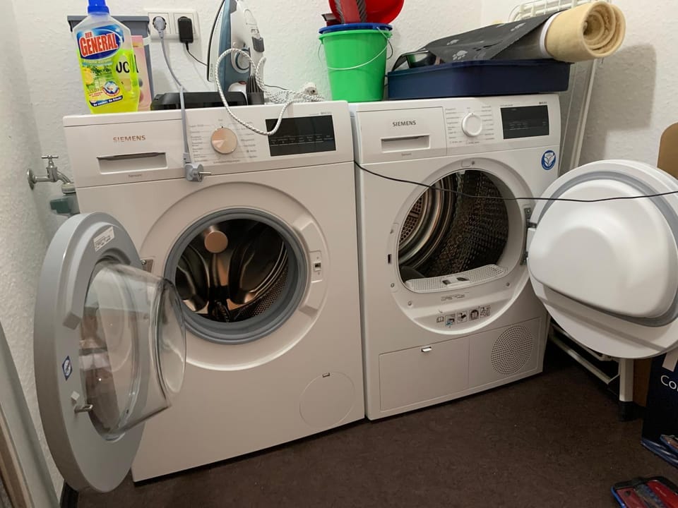 flat iron, washing machine, dryer