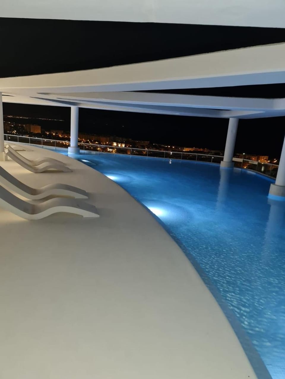 Night, Pool view, Swimming pool