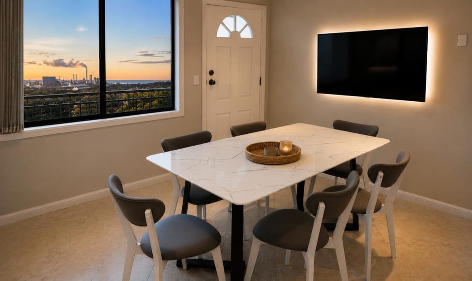TV and multimedia, View (from property/room), Dining area, Sunset
