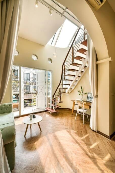 Attic 128m2 duplex_Glass dome_Old town_Big Balcony Apartment in Hanoi