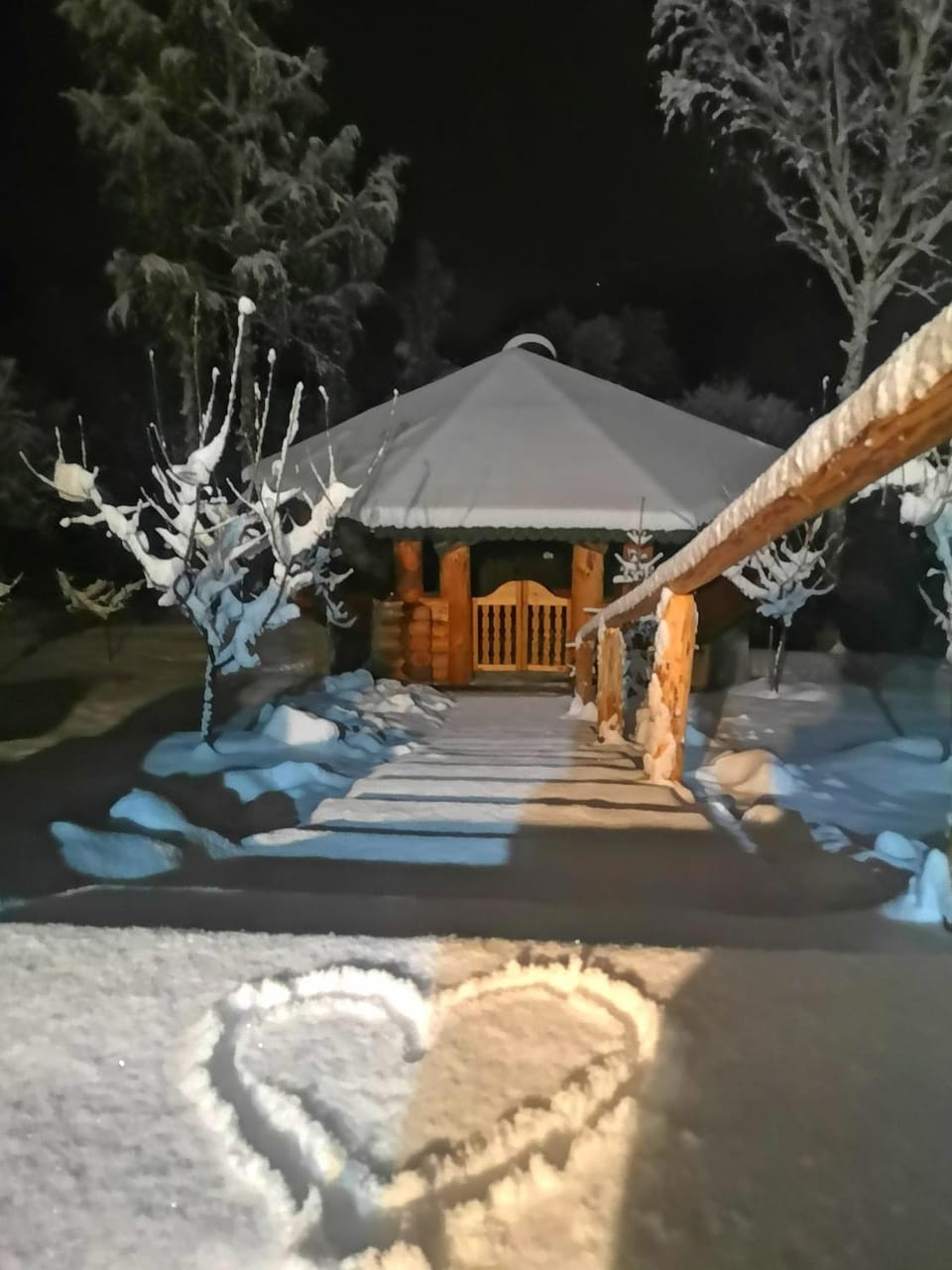 Property building, Night, Winter