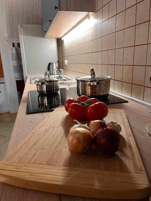 Kitchen or kitchenette, stove