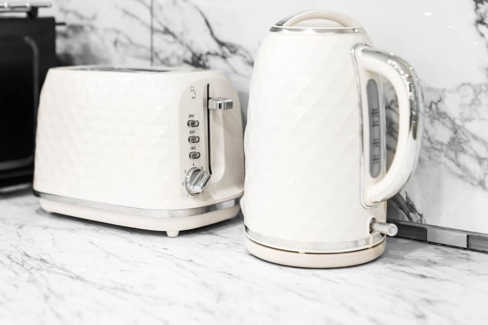 Kitchen or kitchenette, toaster