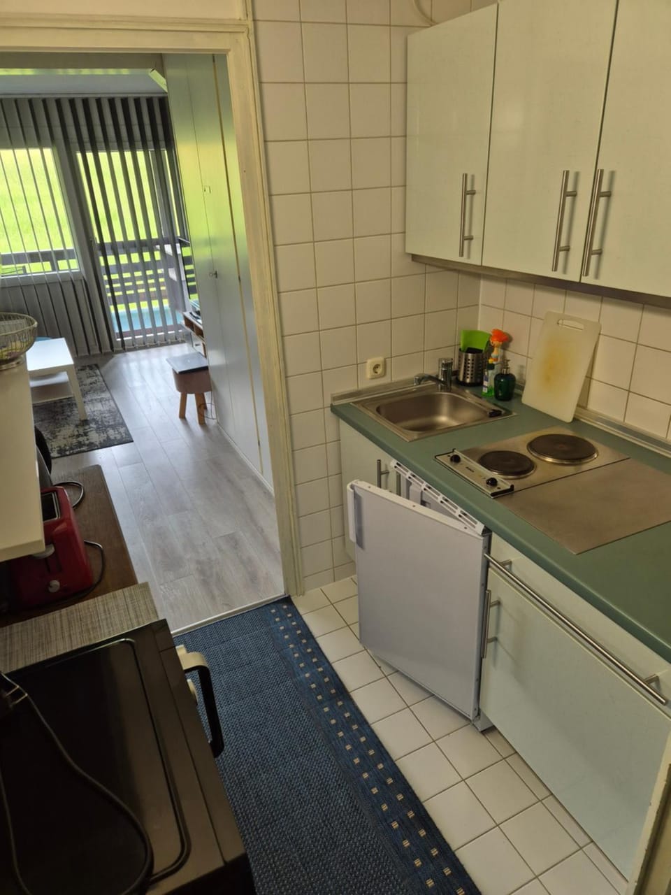 Kitchen or kitchenette, stove