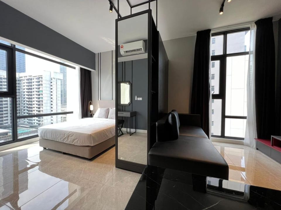 Bed, Living room, air conditioner