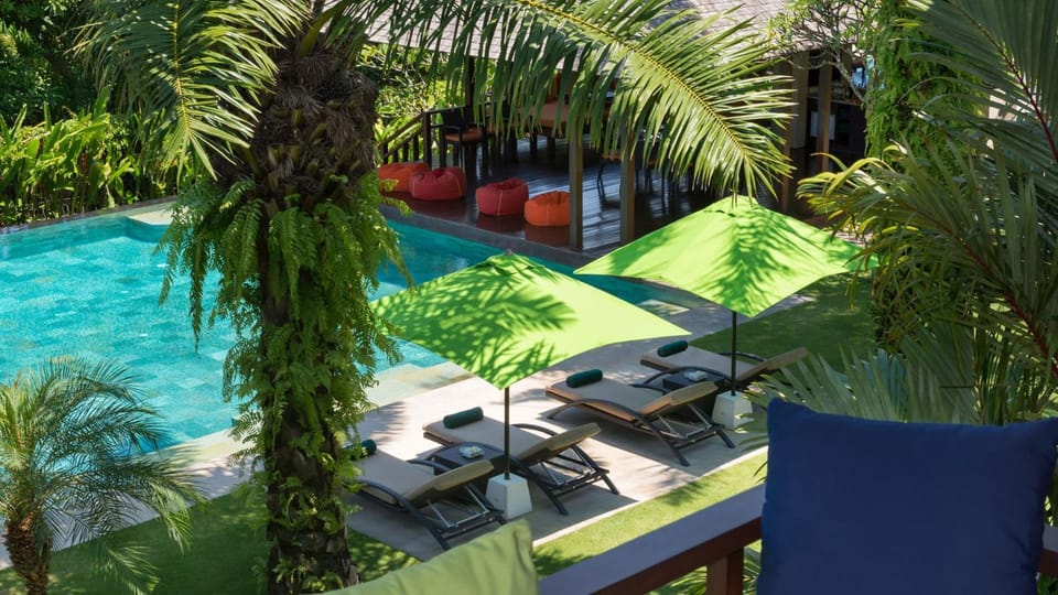 Day, Natural landscape, Garden, Garden view, Pool view, sunbed