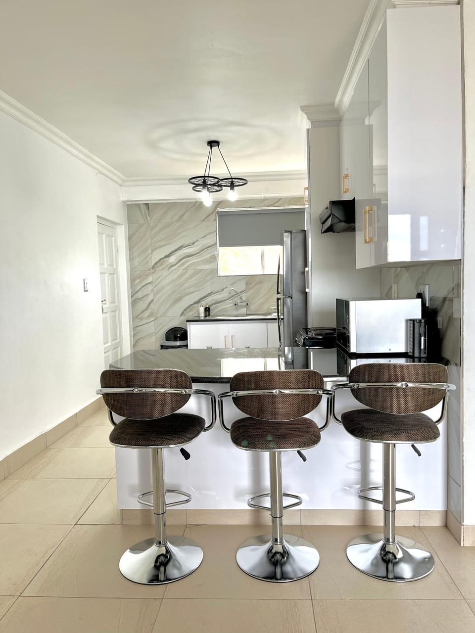 Kitchen or kitchenette, oven, stove, toaster