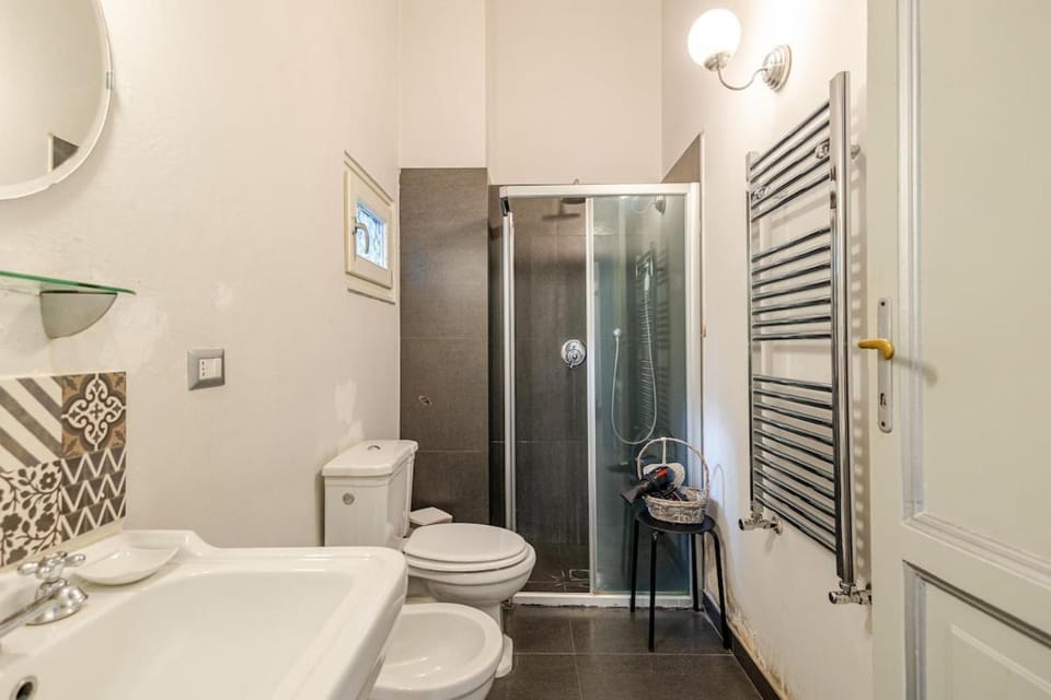 Shower, Toilet, bidet, towels