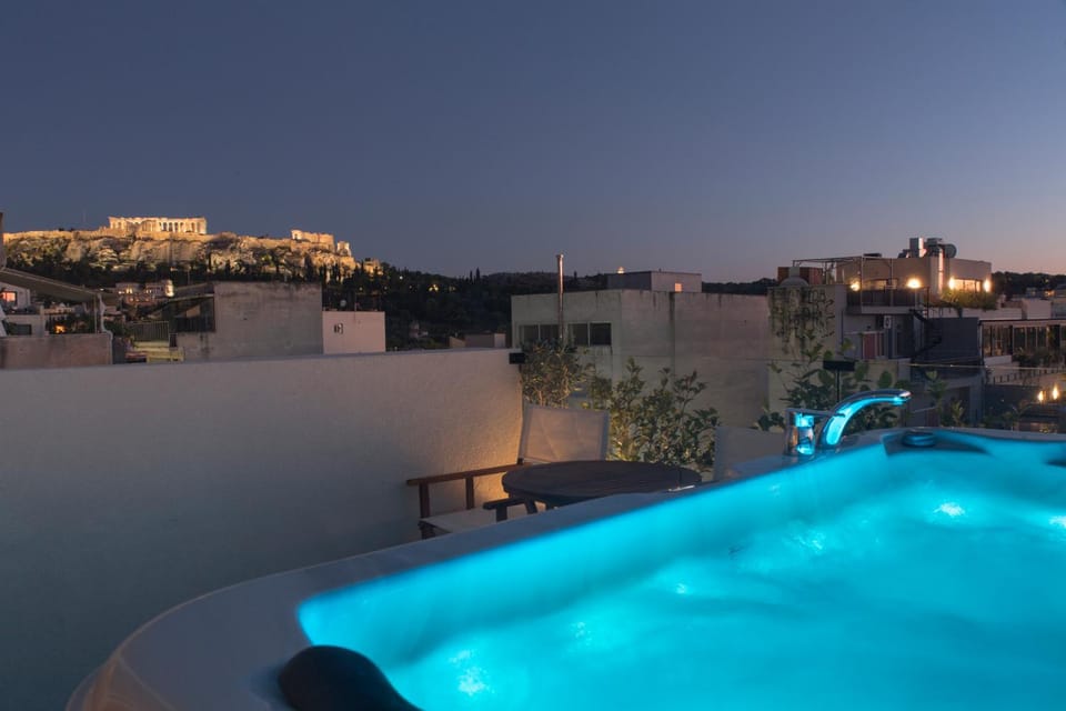 Night, Hot Tub, City view