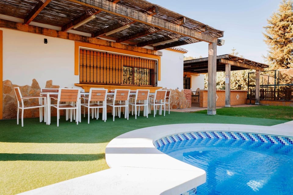 Property building, Living room, Swimming pool