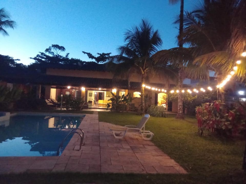 Night, Garden, Swimming pool