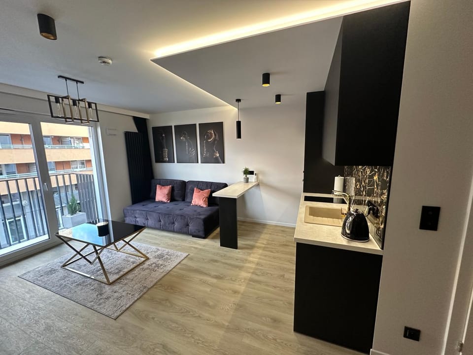 Kitchen or kitchenette, Living room, Seating area