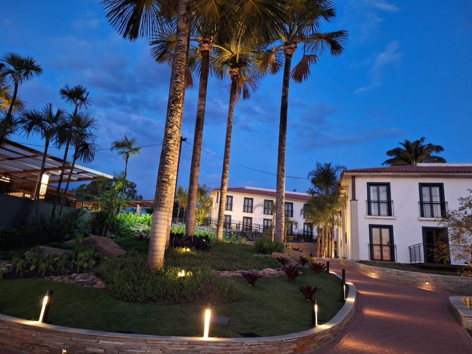 Property building, Night, Natural landscape, Garden, Garden view