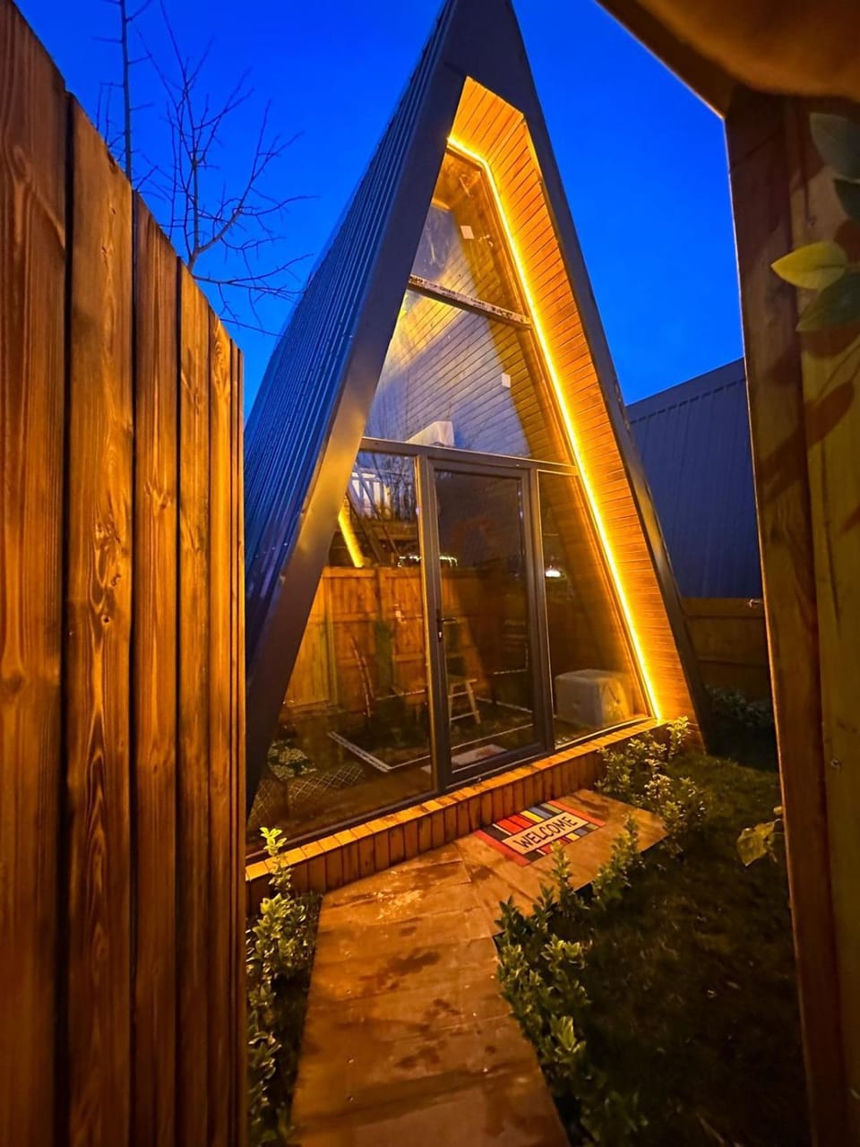 Property building, Night, Garden