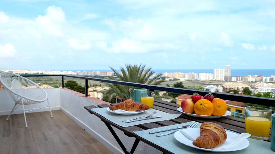 Off site, Day, Natural landscape, View (from property/room), Balcony/Terrace, Food and drinks, Dining area, Food, Garden view, Landmark view, Sea view, Breakfast, Continental breakfast
