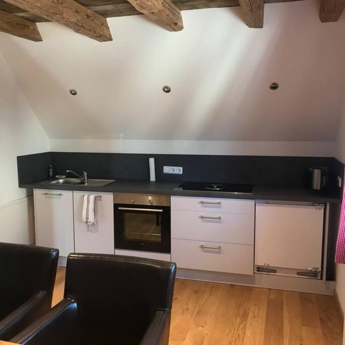 Kitchen or kitchenette, minibar, stove
