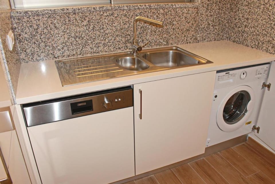 Kitchen or kitchenette, dishwasher, washing machine