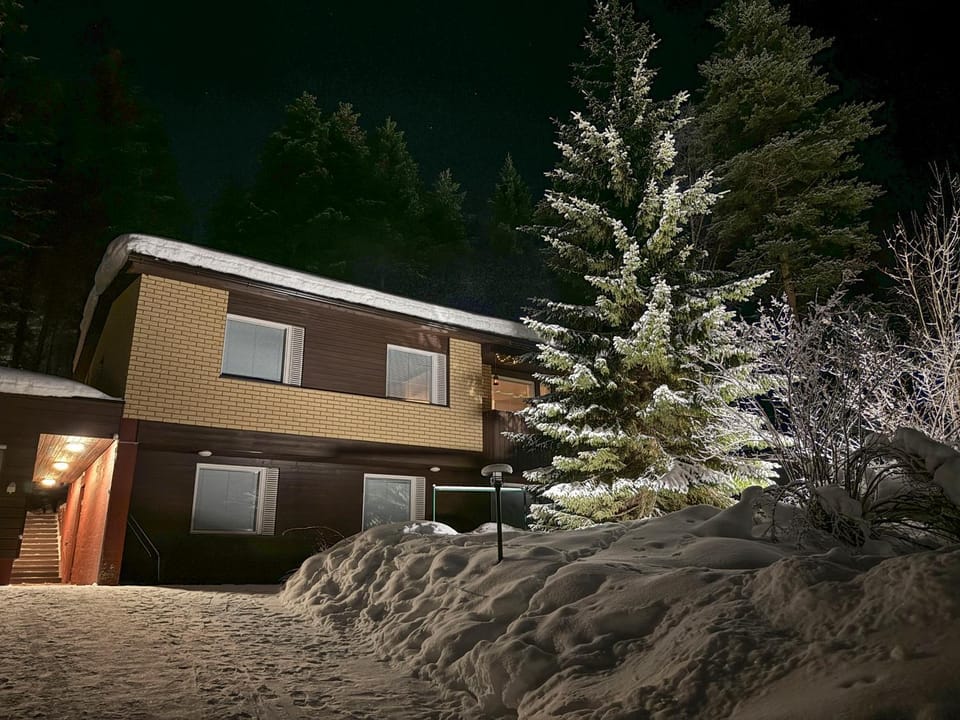 Property building, Night, Winter