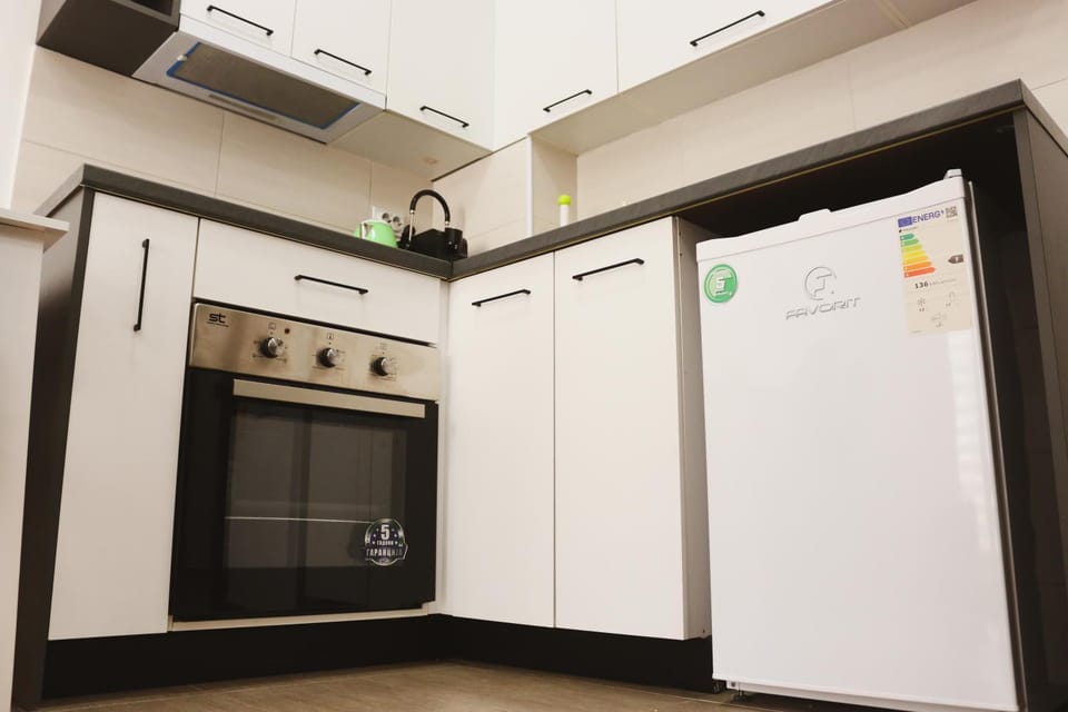 Kitchen or kitchenette, minibar, oven, stove