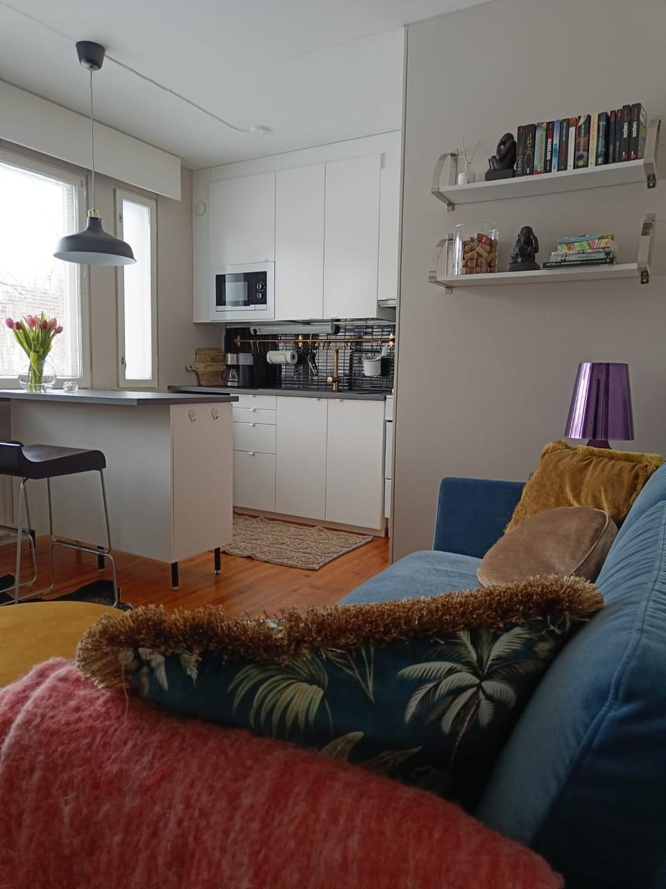 Kitchen or kitchenette, Living room, Seating area, Dining area