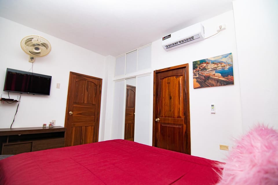 Bed, TV and multimedia, Photo of the whole room, Bedroom, fireplace, wardrobe, air conditioner