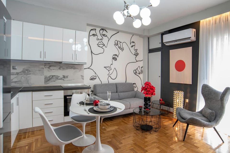 Living room, kitchen