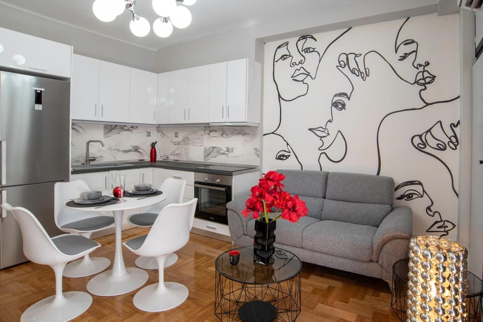 Living room, kitchen
