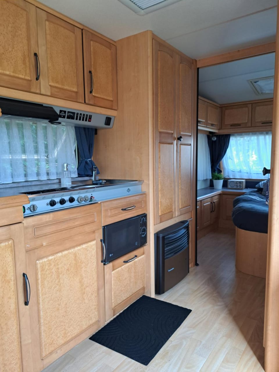 Kitchen or kitchenette, stove