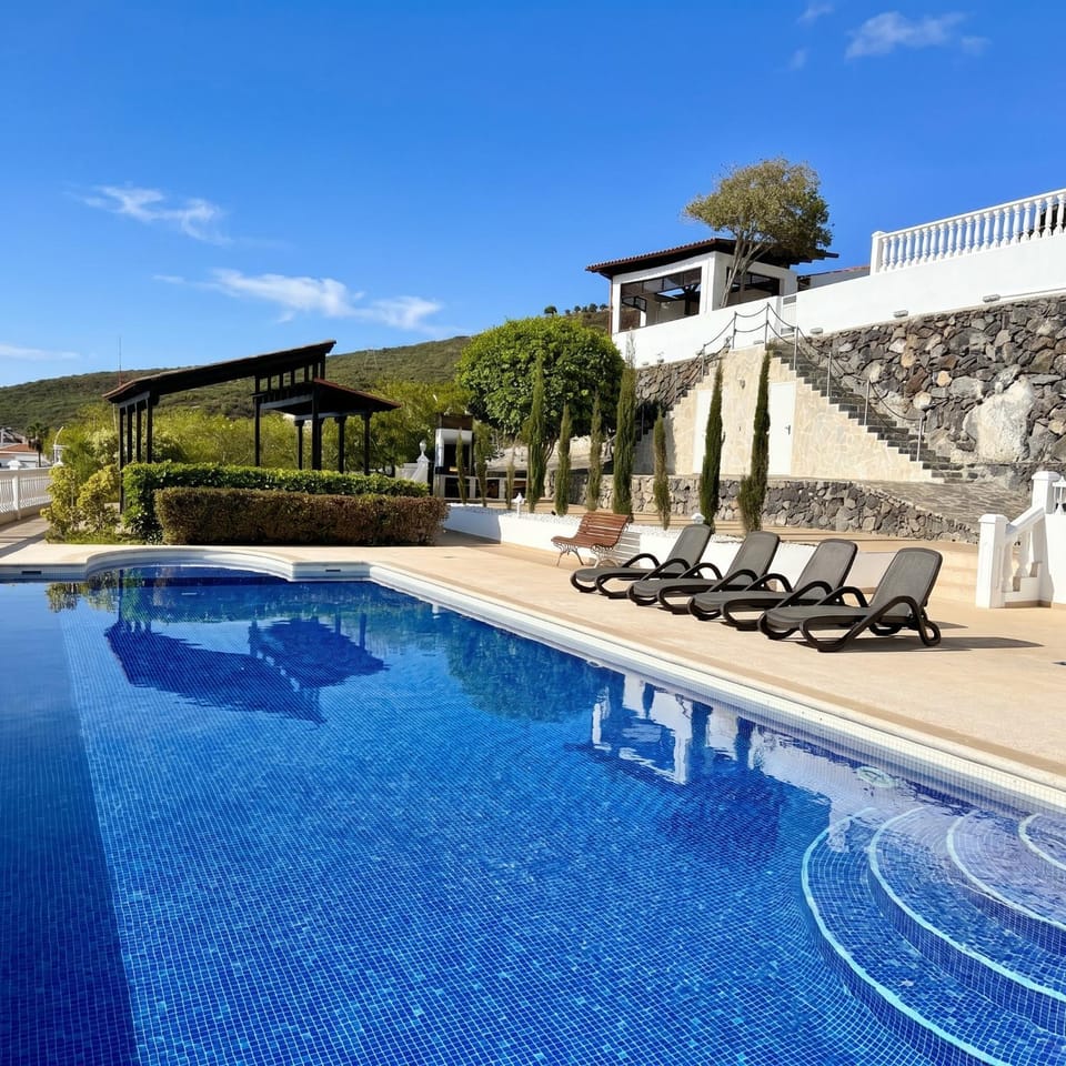 Property building, Living room, Swimming pool