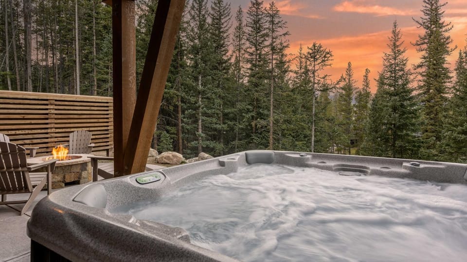 Patio, Hot Tub, View (from property/room), fireplace
