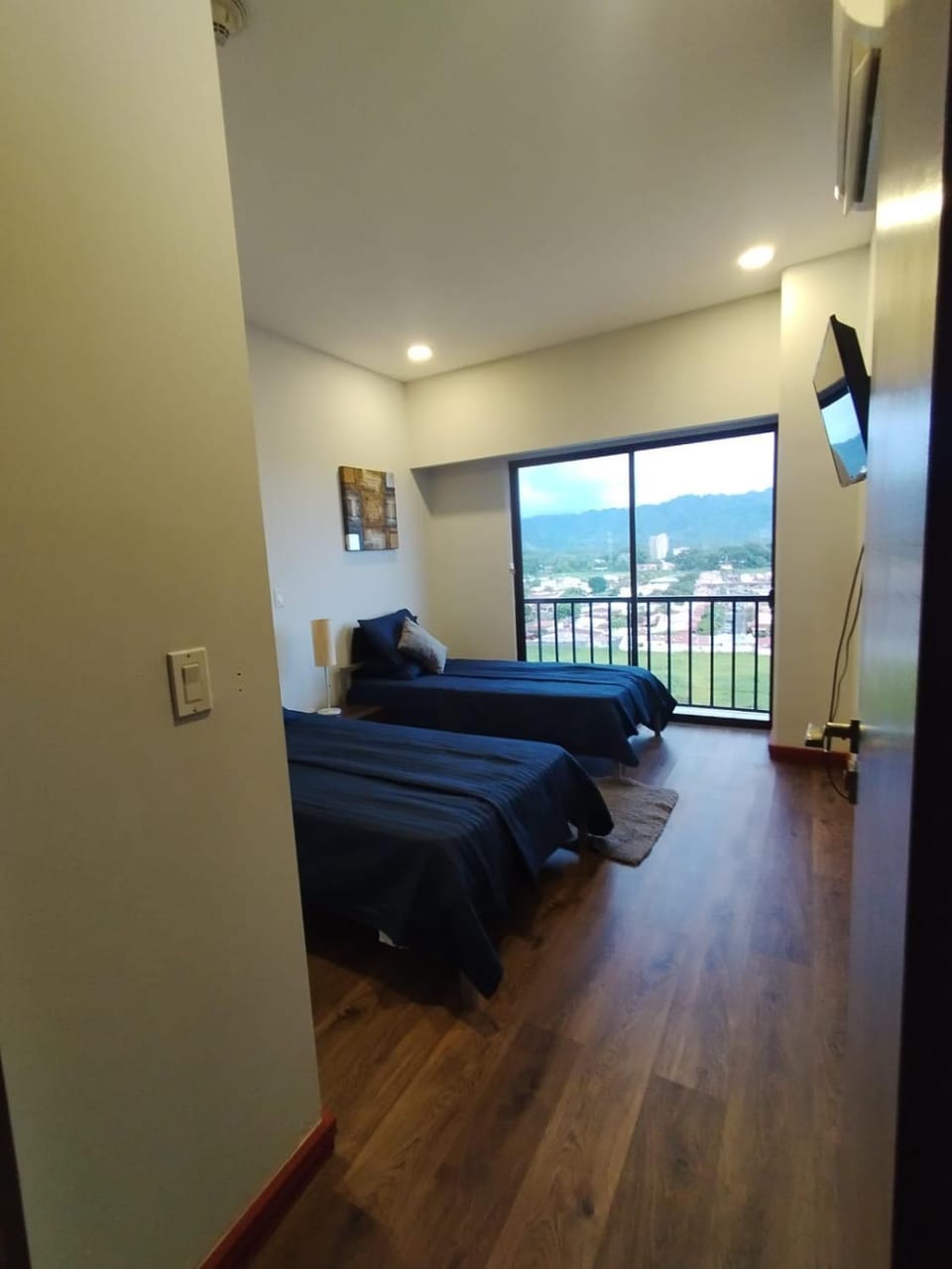 Bed, Bedroom, City view