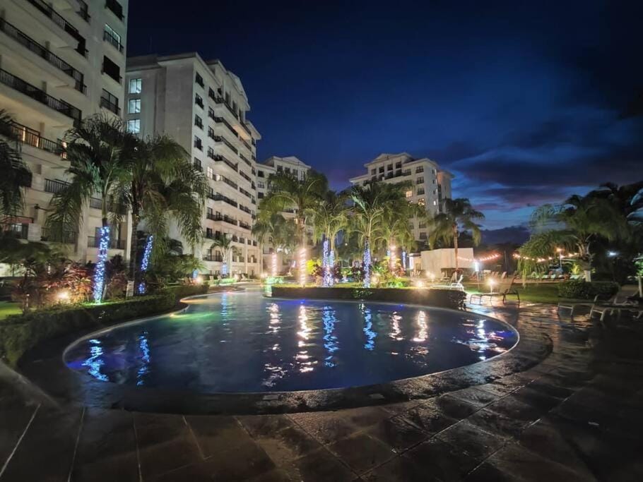 Property building, Night, Pool view, Swimming pool